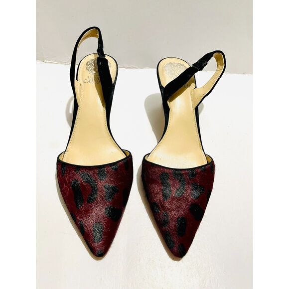 Vince Camuto Kolissa heel slingback pumps shoes animal calf hair red women 9.5 - Picture 2 of 7